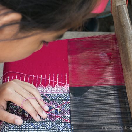 Thai fabric weaver in Mae Cheim, Chiang Rai Province